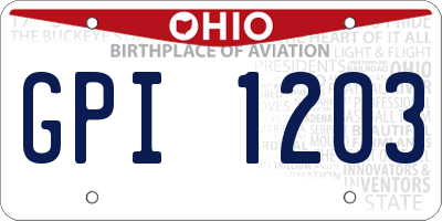OH license plate GPI1203