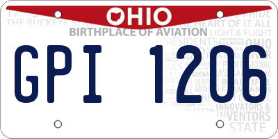 OH license plate GPI1206