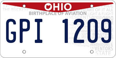 OH license plate GPI1209