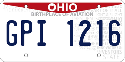 OH license plate GPI1216