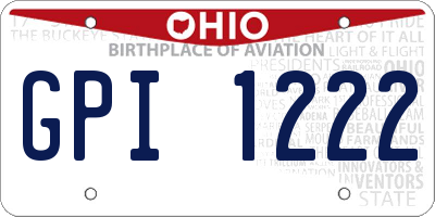 OH license plate GPI1222