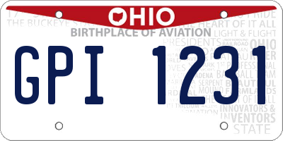OH license plate GPI1231