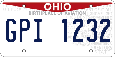 OH license plate GPI1232