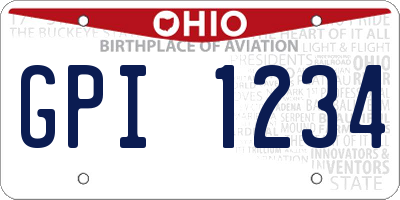 OH license plate GPI1234