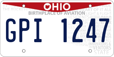 OH license plate GPI1247