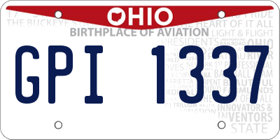 OH license plate GPI1337