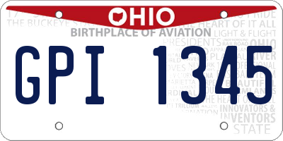 OH license plate GPI1345