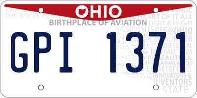 OH license plate GPI1371
