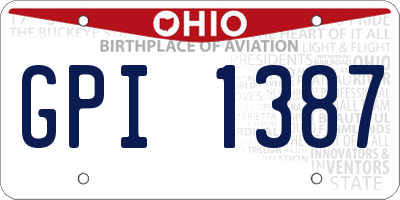OH license plate GPI1387