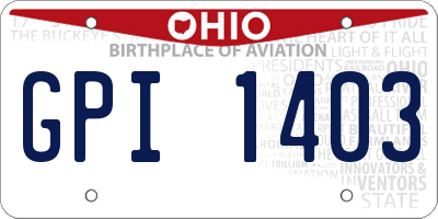 OH license plate GPI1403