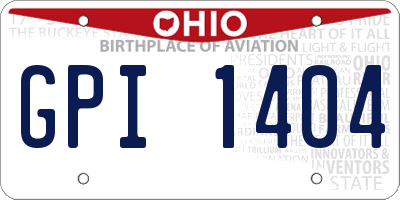 OH license plate GPI1404