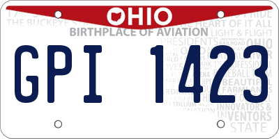 OH license plate GPI1423