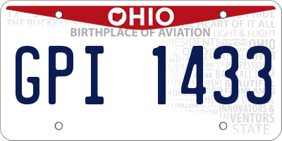 OH license plate GPI1433