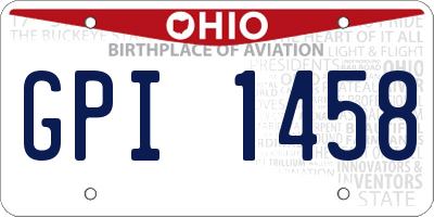 OH license plate GPI1458