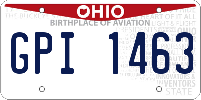 OH license plate GPI1463