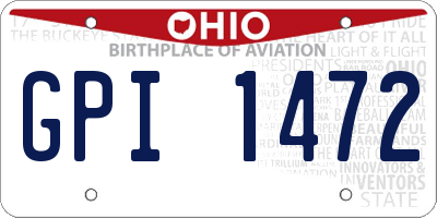 OH license plate GPI1472