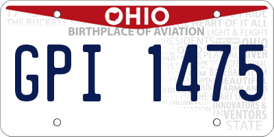 OH license plate GPI1475