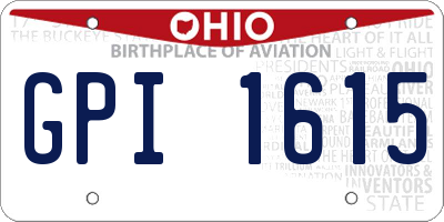 OH license plate GPI1615