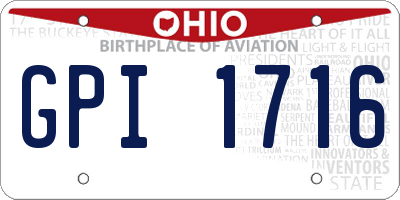 OH license plate GPI1716