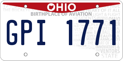 OH license plate GPI1771