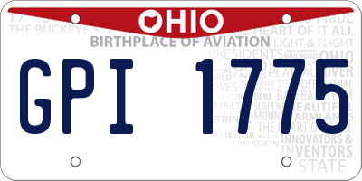 OH license plate GPI1775