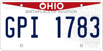 OH license plate GPI1783