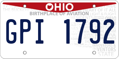 OH license plate GPI1792