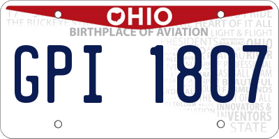 OH license plate GPI1807