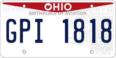 OH license plate GPI1818