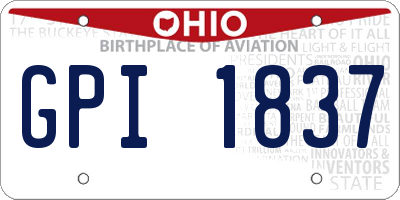 OH license plate GPI1837