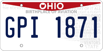 OH license plate GPI1871
