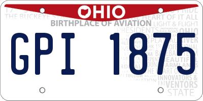 OH license plate GPI1875