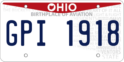 OH license plate GPI1918