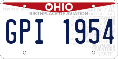 OH license plate GPI1954