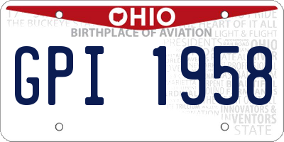 OH license plate GPI1958