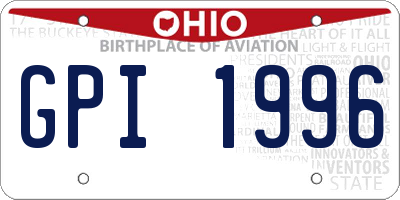 OH license plate GPI1996