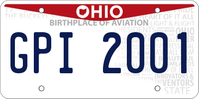OH license plate GPI2001