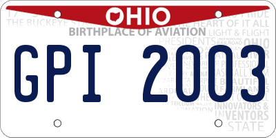 OH license plate GPI2003