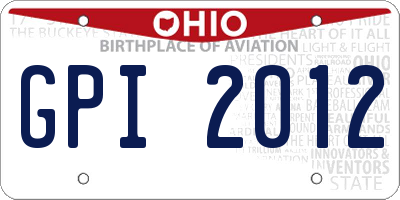 OH license plate GPI2012