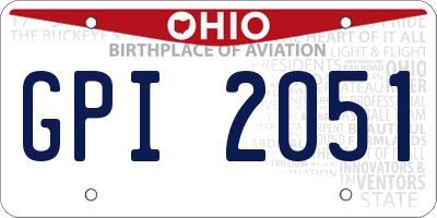 OH license plate GPI2051