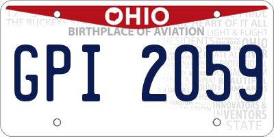 OH license plate GPI2059
