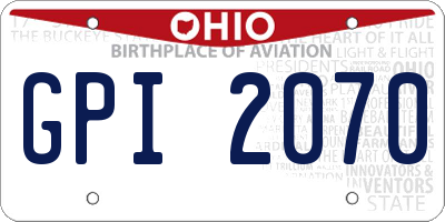 OH license plate GPI2070
