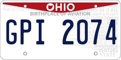 OH license plate GPI2074