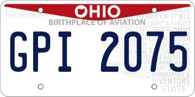 OH license plate GPI2075