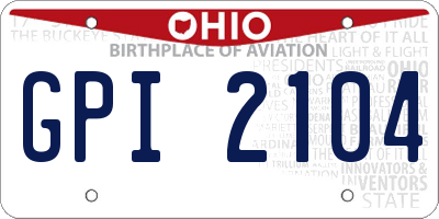 OH license plate GPI2104