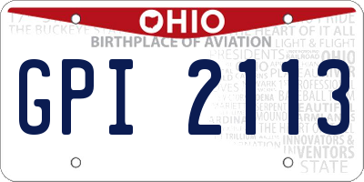 OH license plate GPI2113