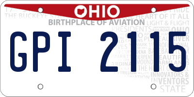 OH license plate GPI2115