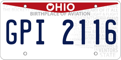 OH license plate GPI2116