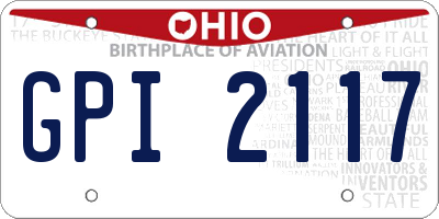 OH license plate GPI2117