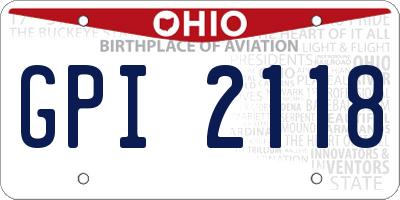 OH license plate GPI2118